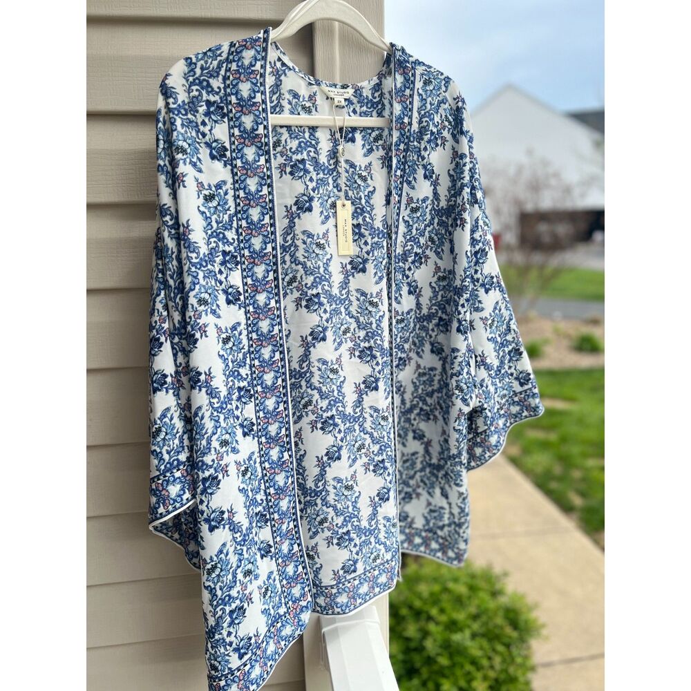 NWT Womens Max Studio London Open Front Floral Kimono 2X